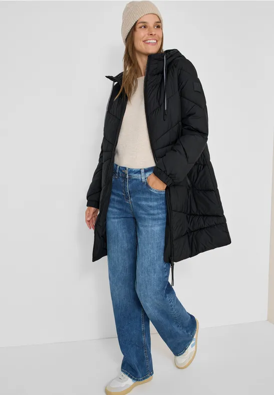 Gesteppter Kapuzenparka mit Chevron-Muster