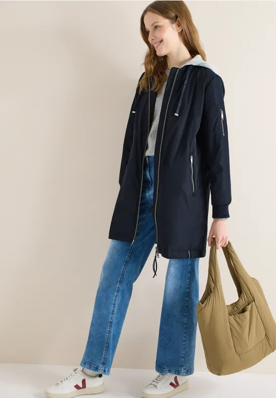 Langer Blouson mit Kapuze