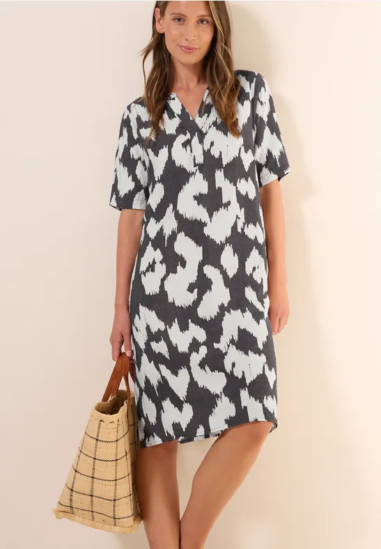 Lockeres Shiftkleid mit Grafik-Print