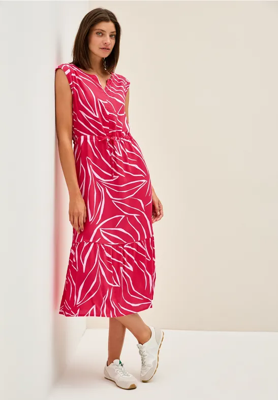 Gemustertes Midikleid mit Tunnelzug