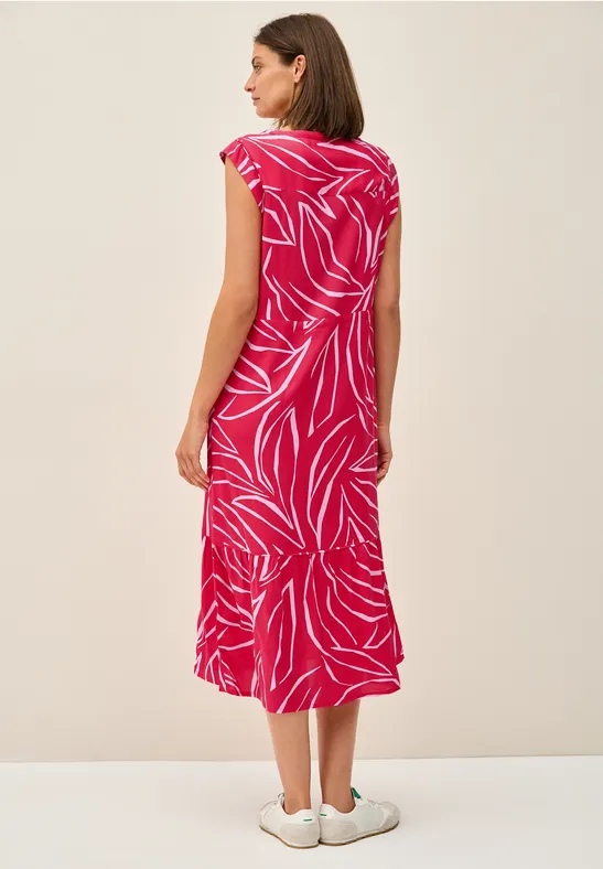 Gemustertes Midikleid mit Tunnelzug