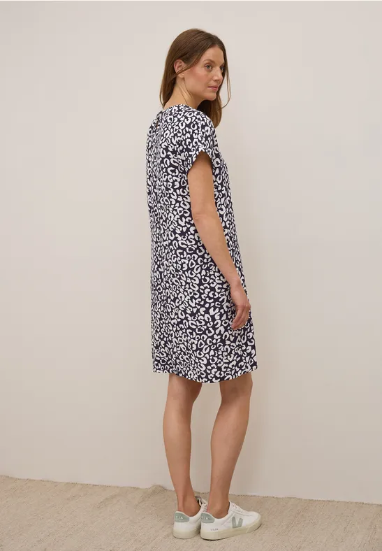 T-Shirt-Kleid aus Krepp mit Grafikmuster