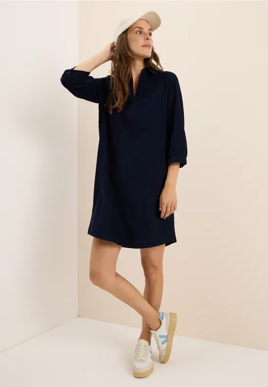 Cordkleid mit Split-Neck Ausschnitt
