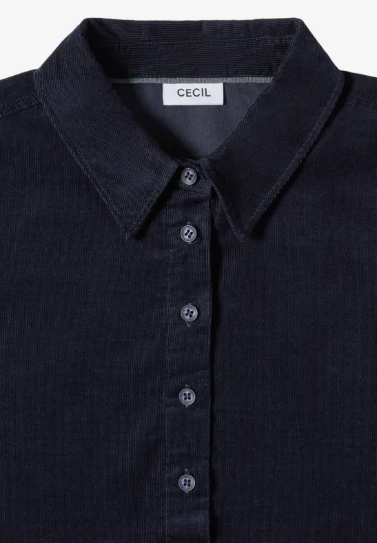 Cordkleid mit Split-Neck Ausschnitt