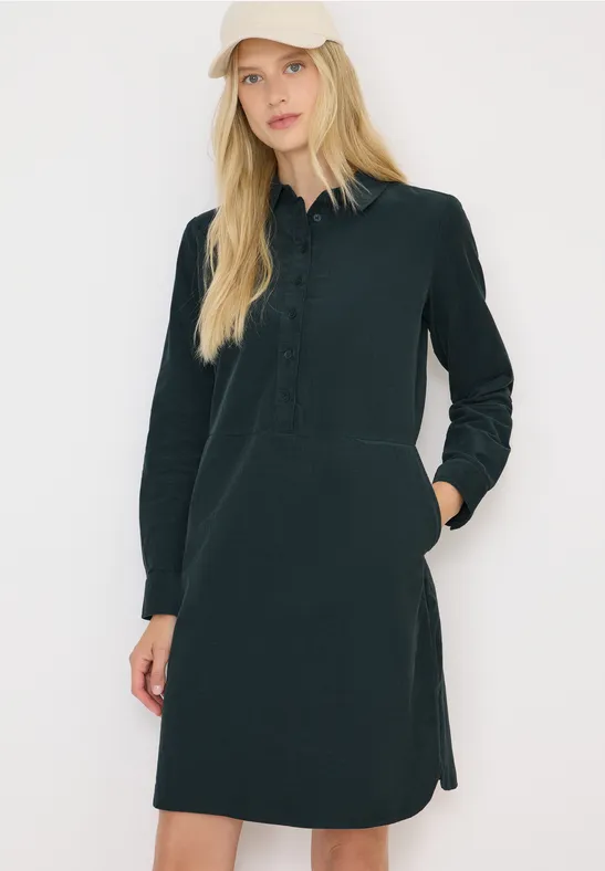 Cordkleid mit geschlitztem Ausschnitt