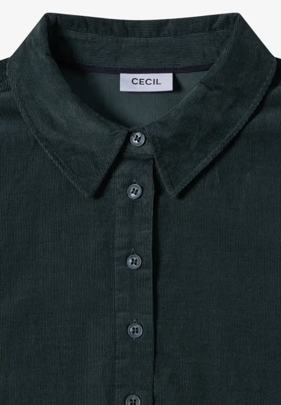 Cordkleid mit geschlitztem Ausschnitt