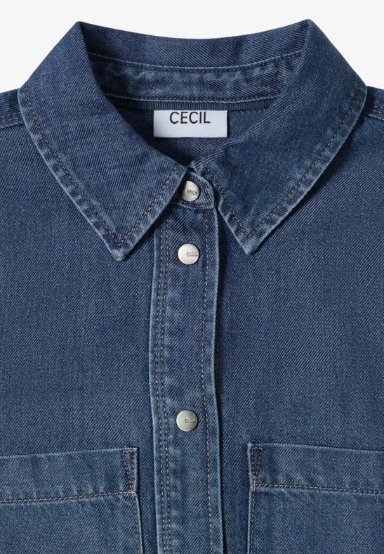 Klassisches Denim-Hemdblusenkleid mit Taschen