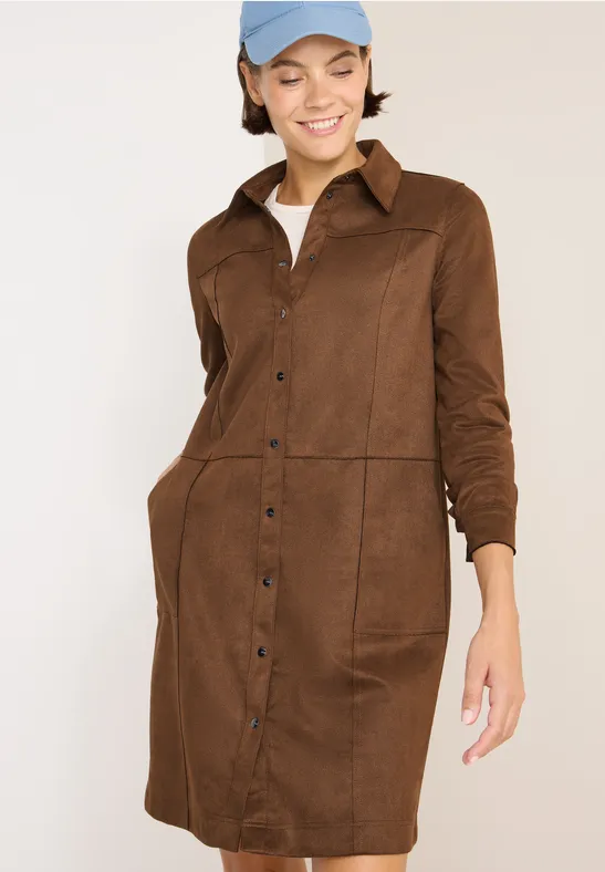 Weiches Velours-Hemdblusenkleid