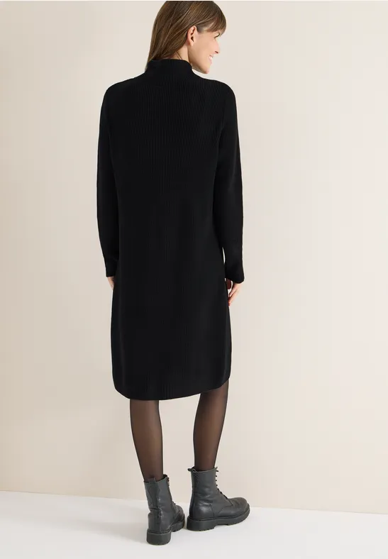 Rippstrick-Midikleid mit Tunnelzug