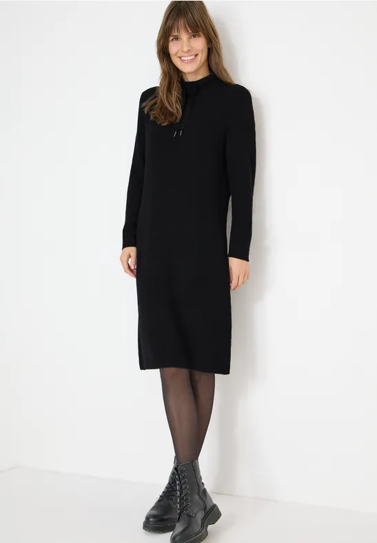 Rippstrick-Midikleid mit Tunnelzug