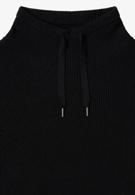 Rippstrick-Midikleid mit Tunnelzug