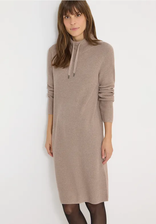 Rippstrick-Kleid mit Stehkragen