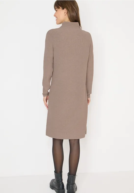 Rippstrick-Kleid mit Stehkragen