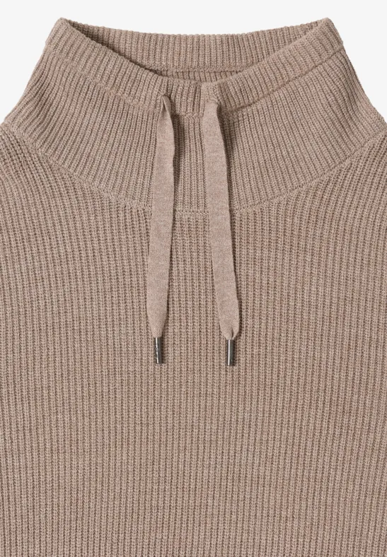 Rippstrick-Kleid mit Stehkragen
