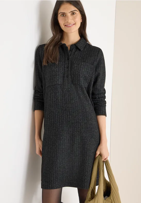 Strukturiertes Two-Tone Hemdblusenkleid