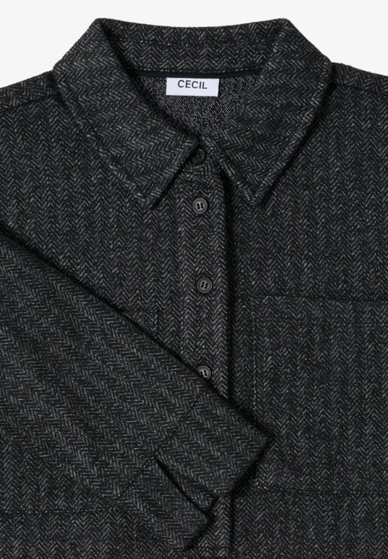 Strukturiertes Two-Tone Hemdblusenkleid
