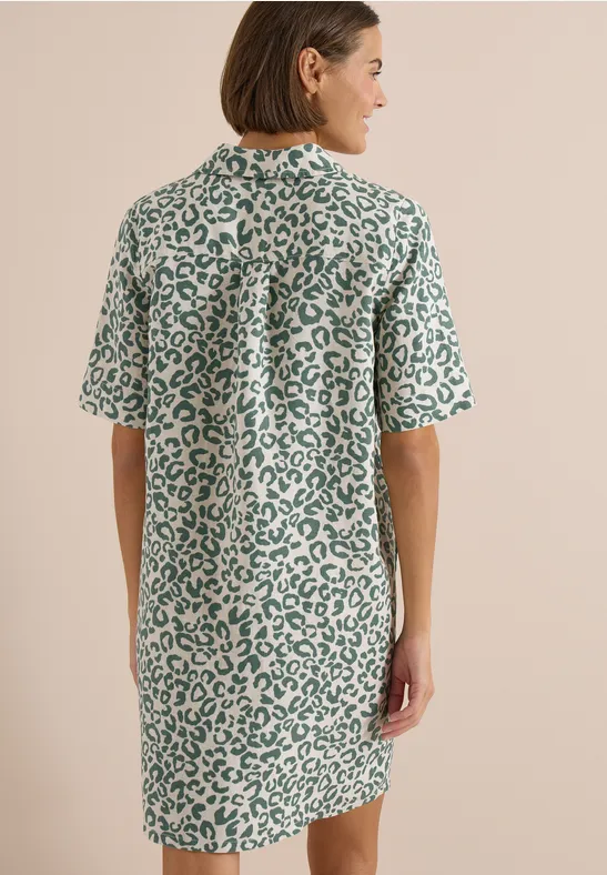 Leinenmix-Kleid mit Leoparden-Print