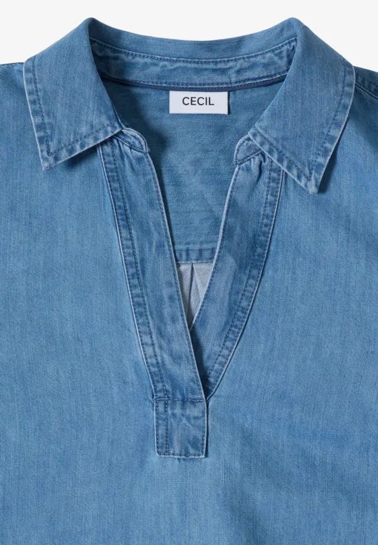 Lässiges knielanges Jeans-Hemdblusenkleid