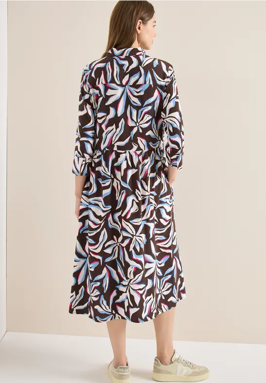 Viskose-Hemdblusenkleid mit floralem Muster