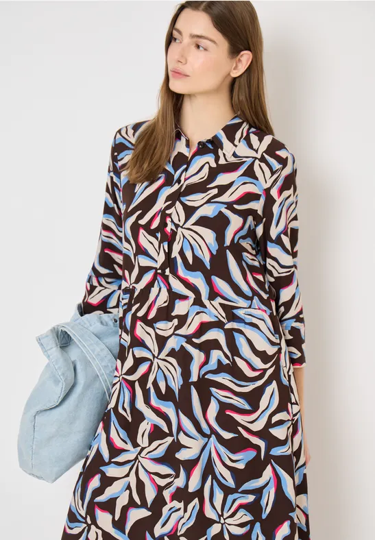 Viskose-Hemdblusenkleid mit floralem Muster