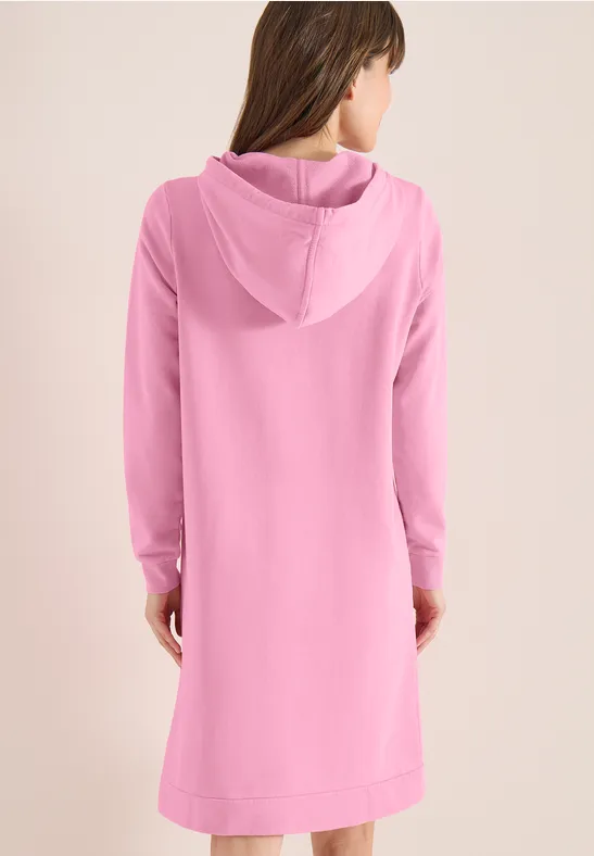 Knielanges Sweatkleid mit Kapuze