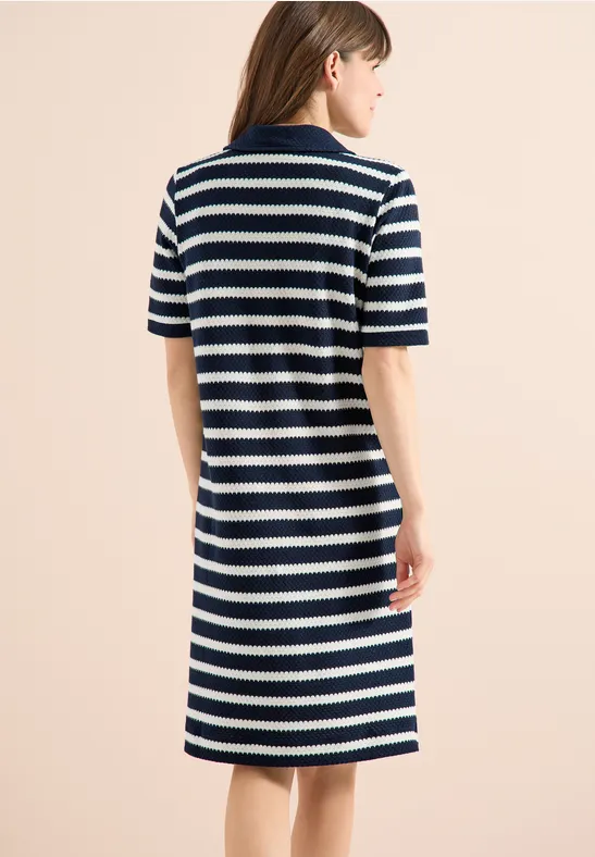 Gestreiftes Polo-Kleid in Ajourstrick