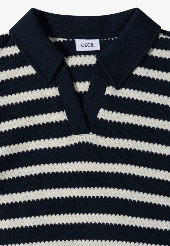 Gestreiftes Polo-Kleid in Ajourstrick