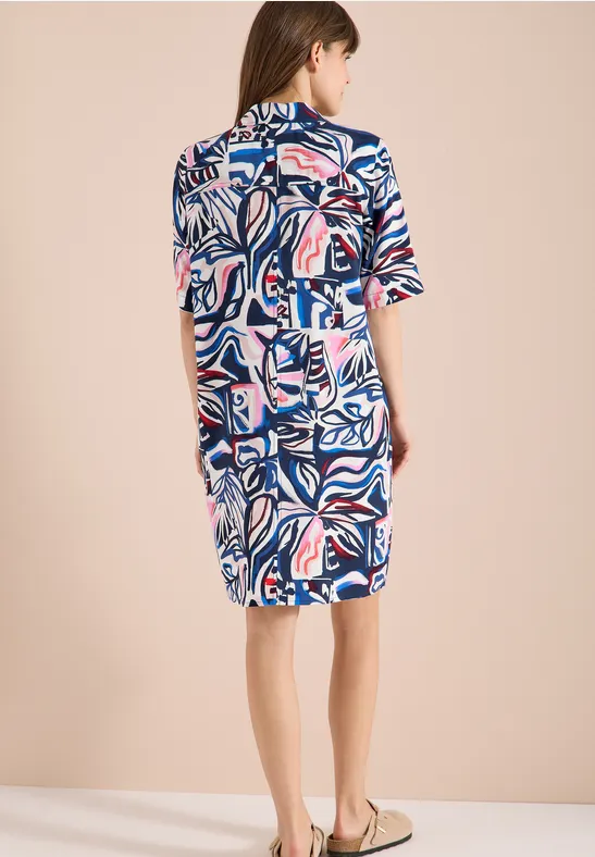 Viskose-Hemdblusenkleid mit grafischem Print