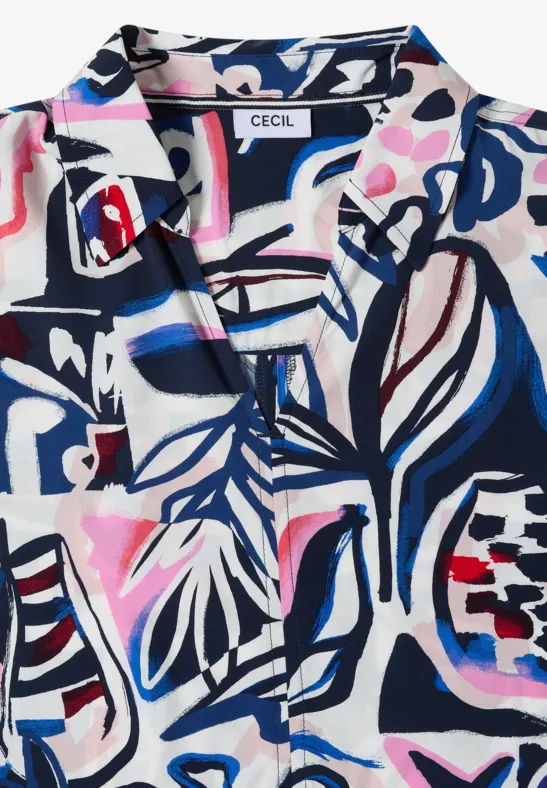 Viskose-Hemdblusenkleid mit grafischem Print