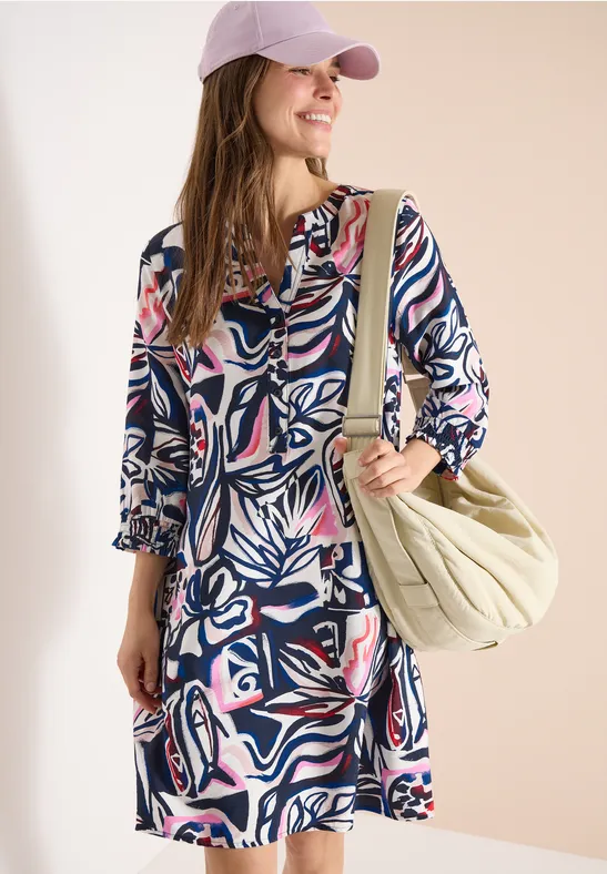 Abstraktes Tunika-Kleid mit Grafik-Print