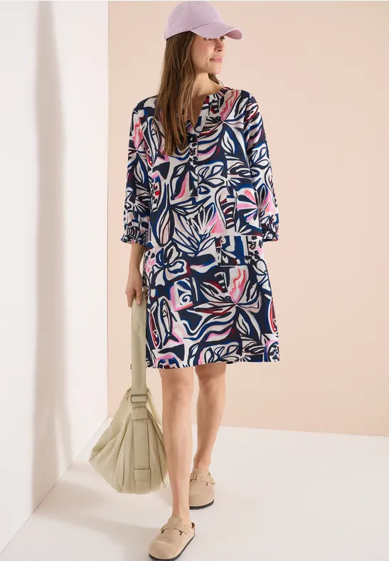 Abstraktes Tunika-Kleid mit Grafik-Print