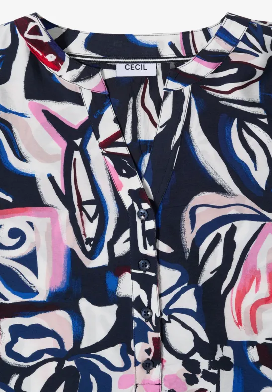 Abstraktes Tunika-Kleid mit Grafik-Print