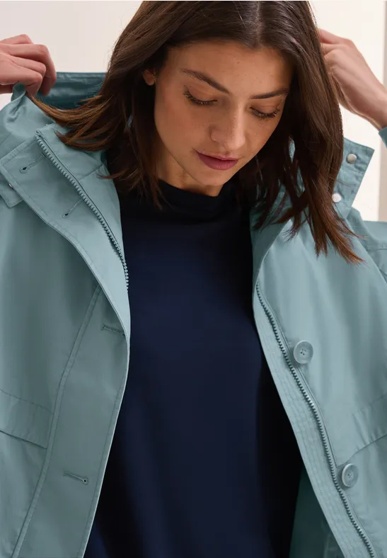 Midi-Trenchjacke mit Kapuze