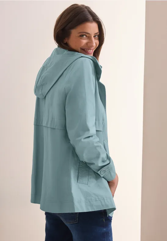 Midi-Trenchjacke mit Kapuze