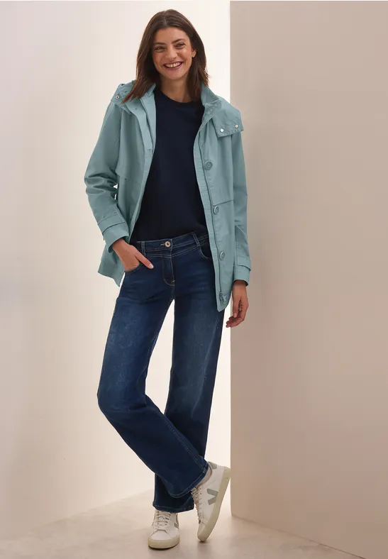 Midi-Trenchjacke mit Kapuze