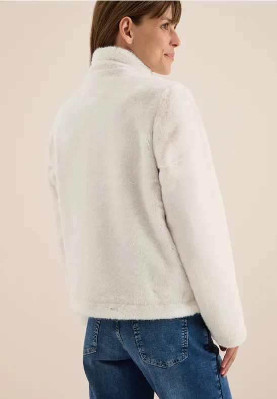 Flauschige Webpelzjacke mit Reißverschluss