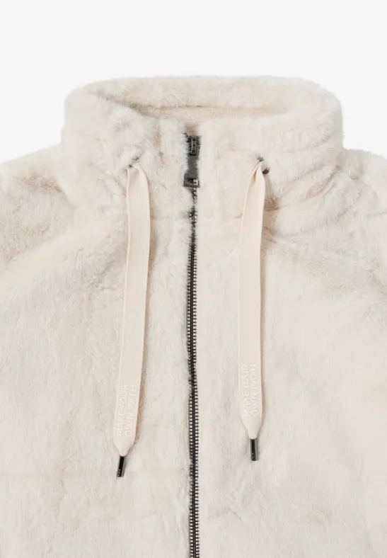 Flauschige Webpelzjacke mit Reißverschluss