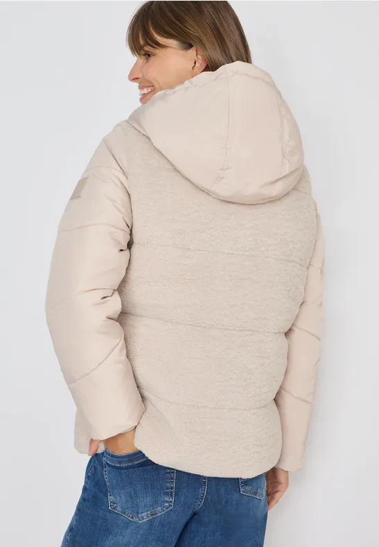 Steppjacke mit Teddy-Fleece-Mix