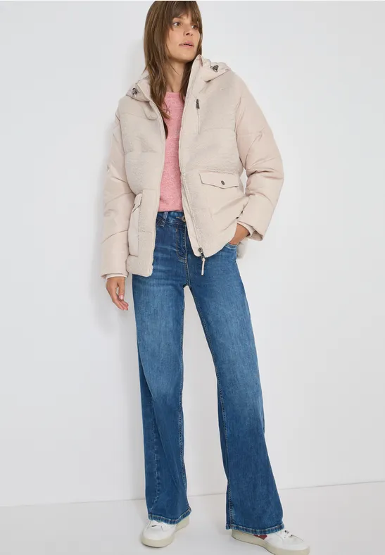Steppjacke mit Teddy-Fleece-Mix