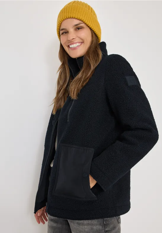 Strukturierte Teddy-Fleece-Jacke mit Utility-Details
