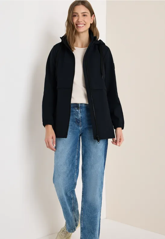 Softshelljacke mit Kapuze im Utility-Stil