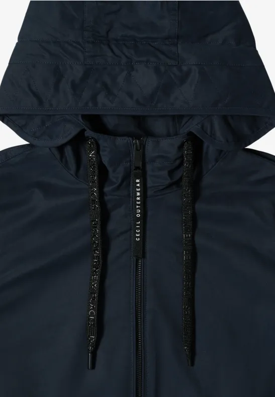 Sportliche Midi-Jacke mit Kapuze