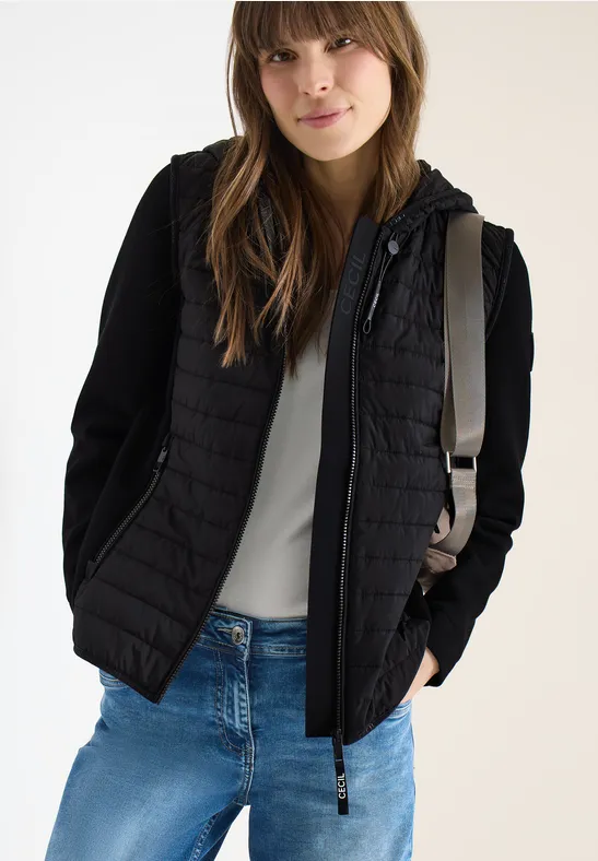 Hybridjacke mit Steppfront und Kapuze