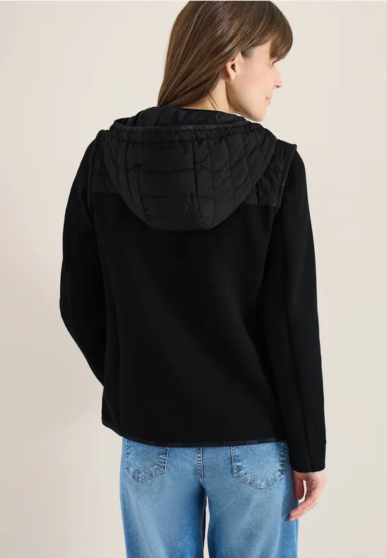 Hybridjacke mit Steppfront und Kapuze