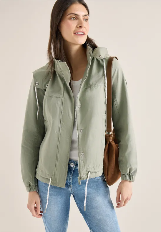 Praktische Baumwollmix-Jacke mit Kapuze
