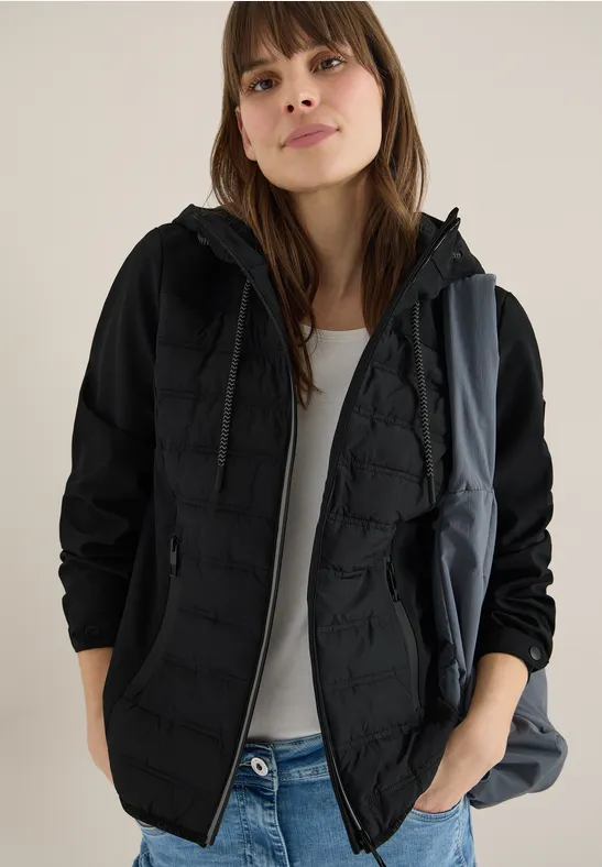 Hybridjacke mit Steppung und Kapuze