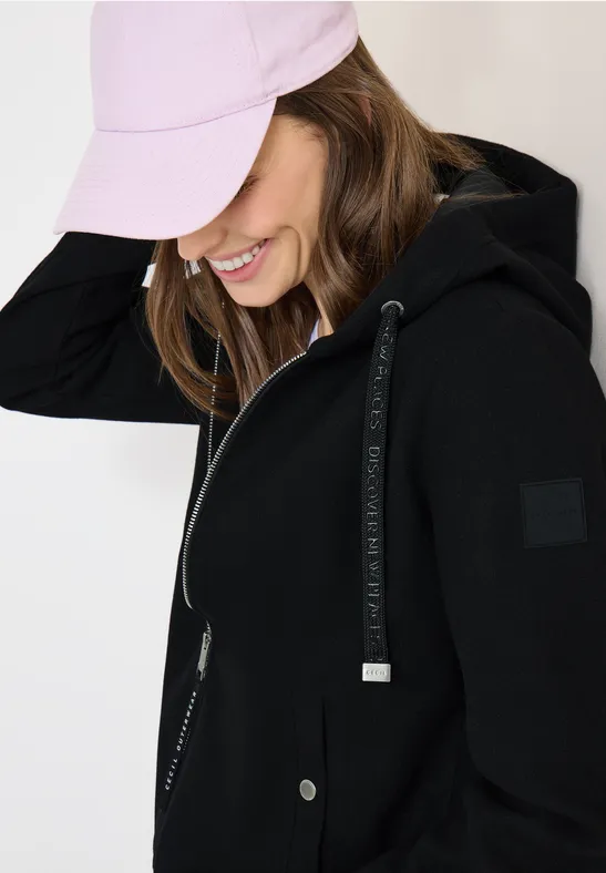Hoodie-Jacke in Woll-Optik