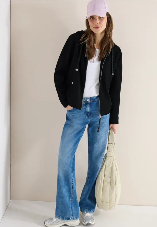 Hoodie-Jacke in Woll-Optik