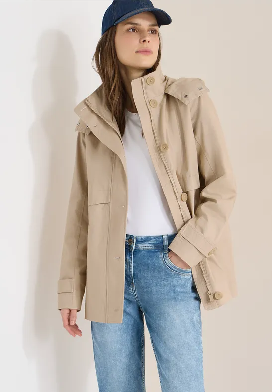Moderner Midi-Trenchcoat mit Kapuze