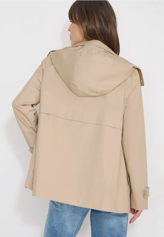 Moderner Midi-Trenchcoat mit Kapuze